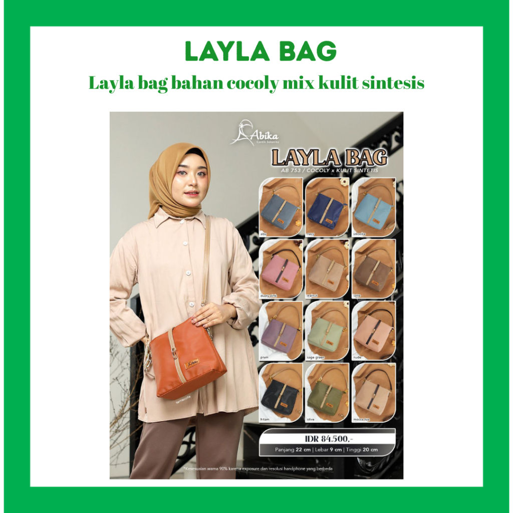 LAYLA BAG - ABIKA HIJAB - BAHAN COCOLY - TAS WANITA
