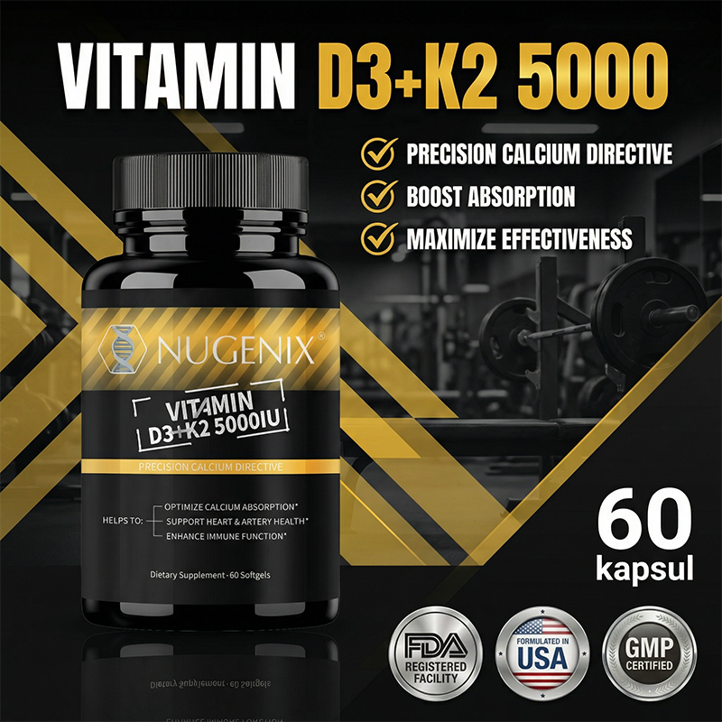 Nugenix D3+K2 5000 IU, Formula Tinggi untuk Kesehatan Harian