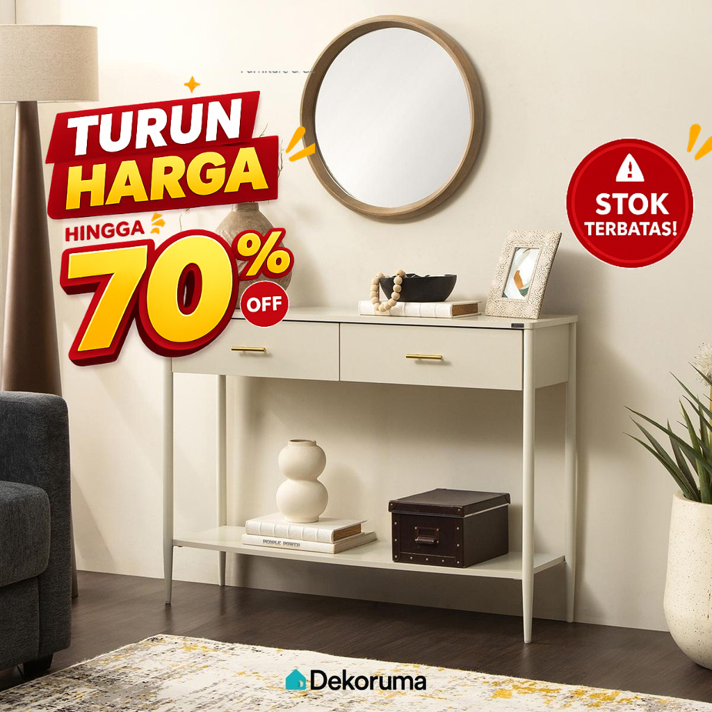 Dekoruma NEZU Meja Konsol / Meja Cabinet / Meja Buffet Konsol - Beige