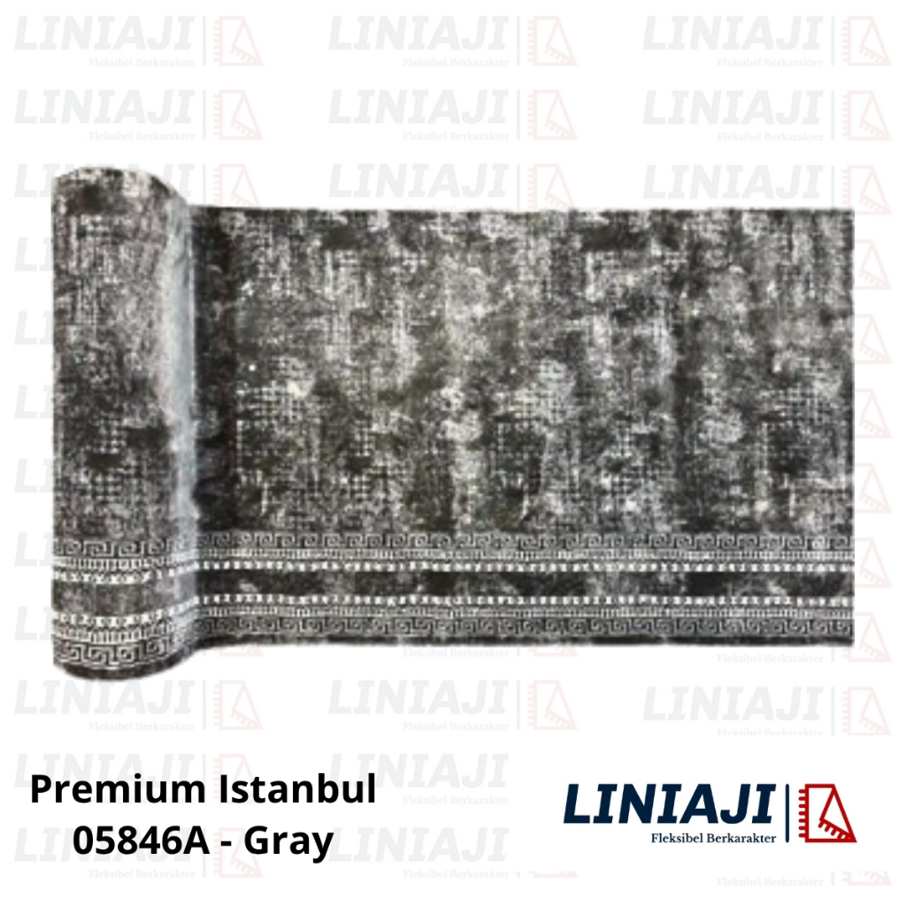 LINIAJI - Sajadah Musholla Premium Istanbul Tebal 14mm Biru Gray Merah Hijau Gold List Emas - ROLL