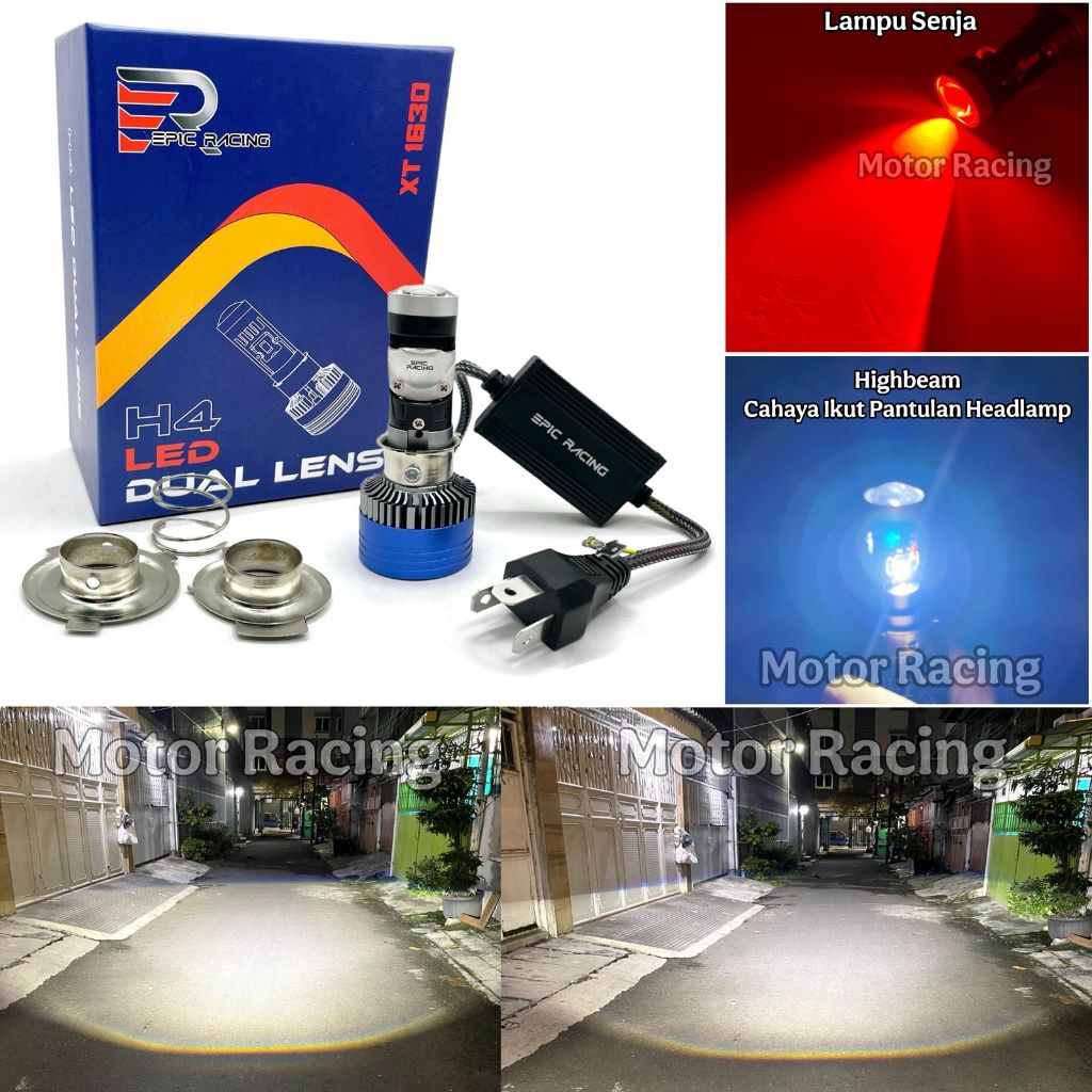 Lampu Utama H6 H4 H7 Epic Racing XT 1630 50 Watt Mini Projie H4 Motor Mobil