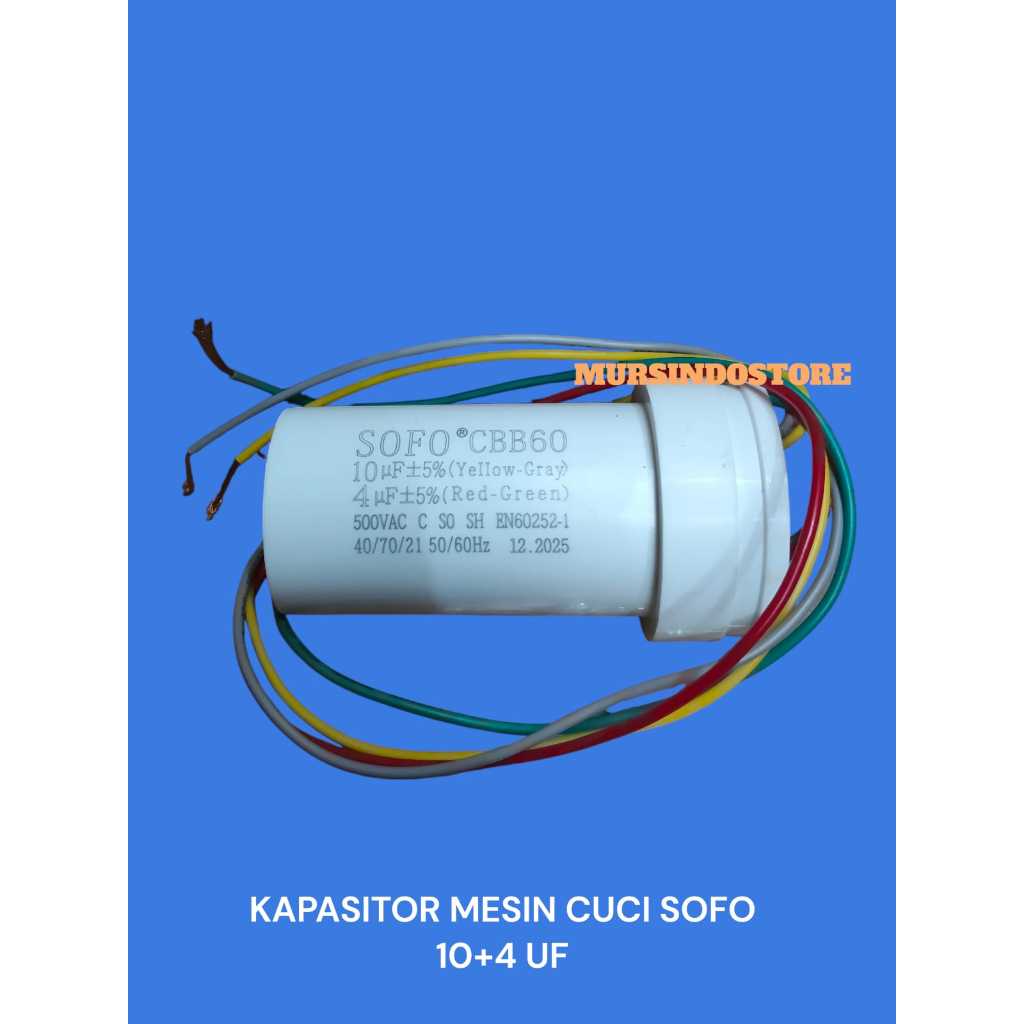 KAPASITOR MESIN CUCI POLYTRON 2 TABUNG 4uf + 10uf 500VAC ORIGINAL