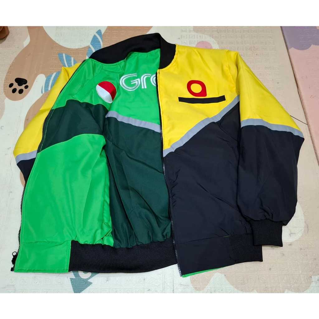 JAKET NGOJOL GRAB HIJAU BOLAK BALIK MAXIM KUNING HITAM MODEL TERBARU 2026 MURAH