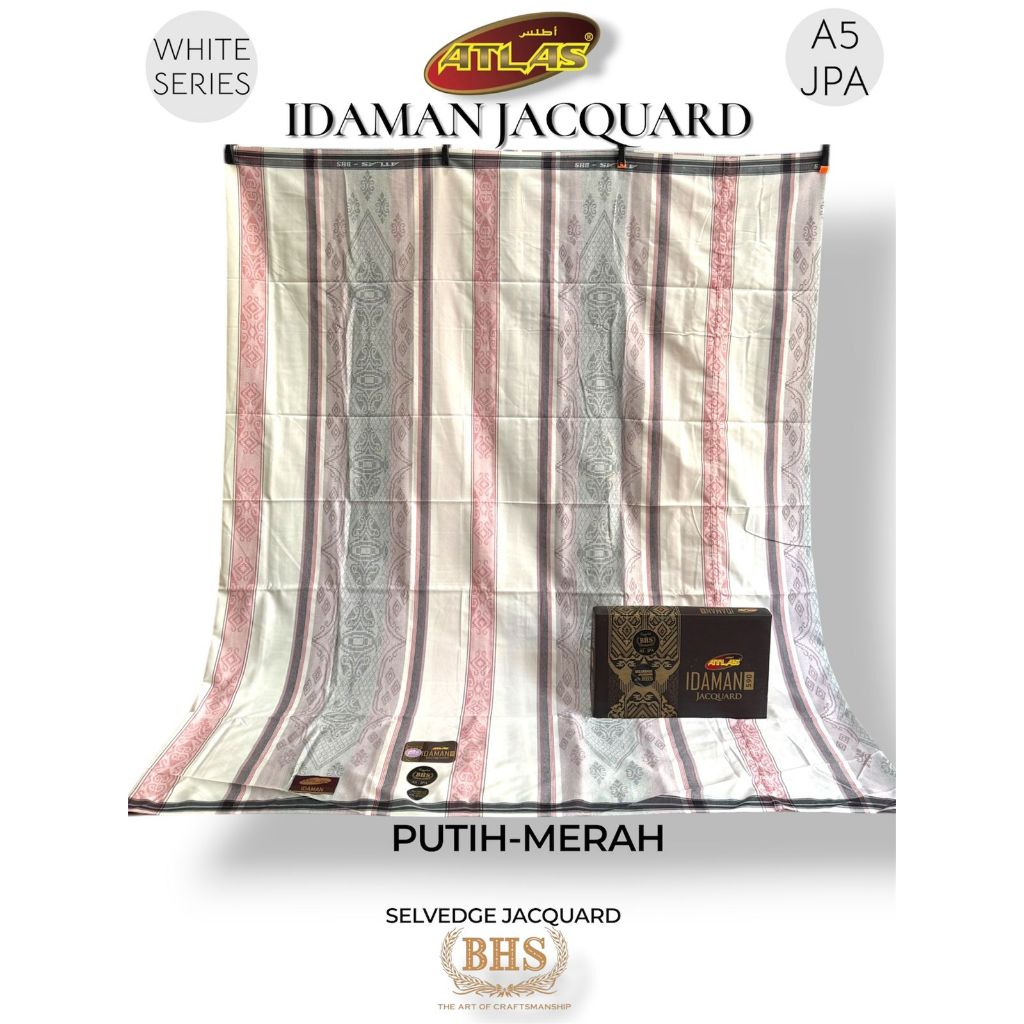 Sarung ATLAS Idaman 590 Jacquard Classic Sarung Warna Putih