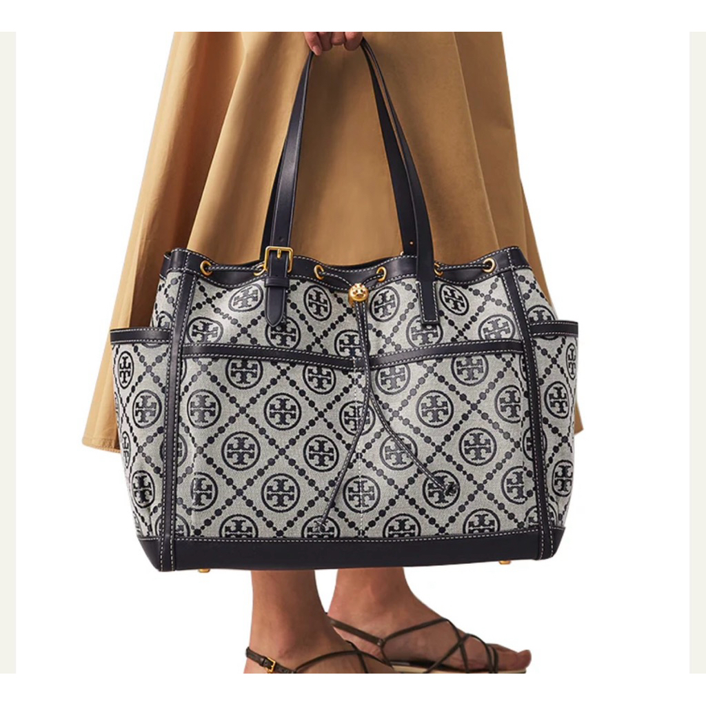 Tory Burch T Monogram Jacquard Tote Navy