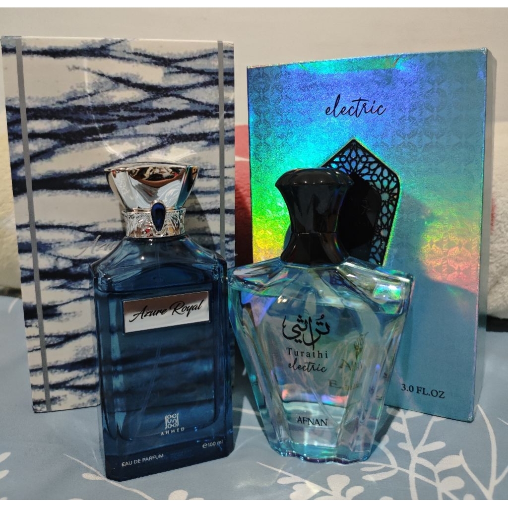 405K - Bundle Ahmed Al Maghribi & Afnan Preloved - Azure Royal & Turathi Electric ORI 100ml+Box - Kh