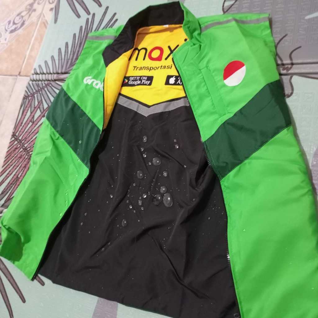 ROMPI GRAB MAXIM HITAM BISA DIPAKE BOLAK BALIK WATERPROOF REAL PICT BORDIR SAKU 6  MURAH