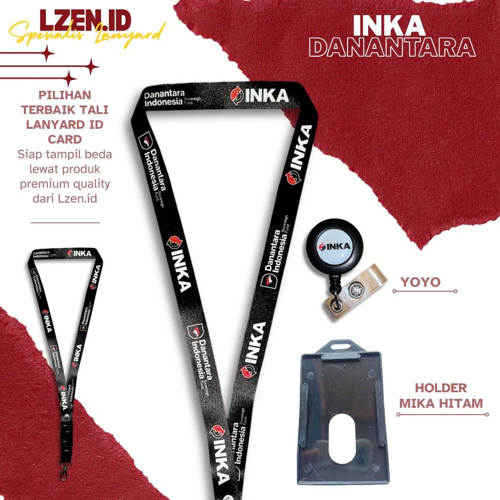 READY LANYARD GANTUNGAN ID CARD INKA DANANTARA HITAM TERBARU | TALI GANTUNGAN ID CARD INKA DANANTARA