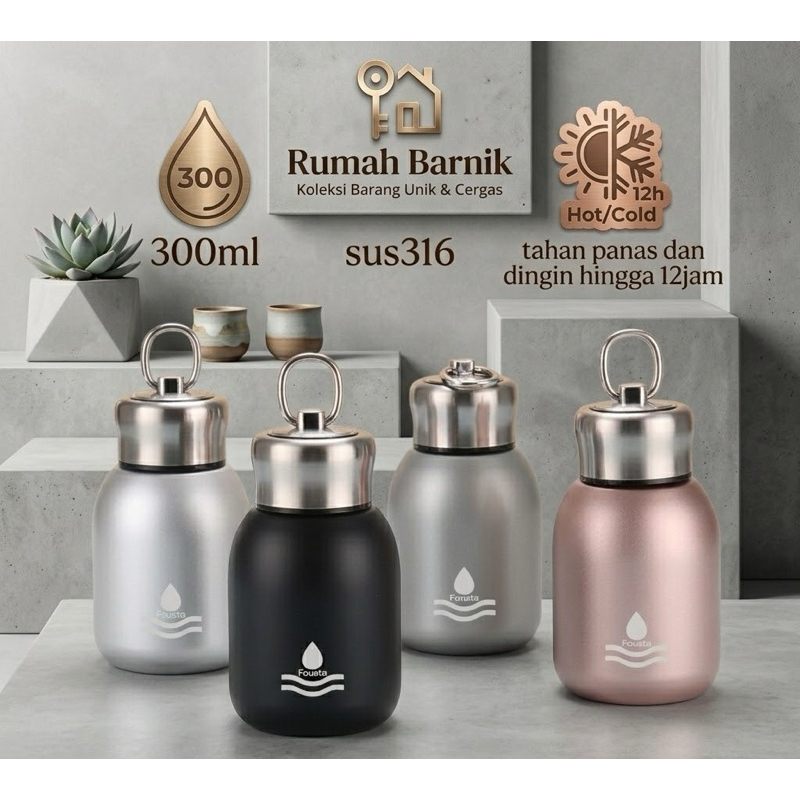 Tumbler stainless steel mini fausta Termos Lucu Termos kecil 300ML Stainless Steel SUS 316 Tahan Pan