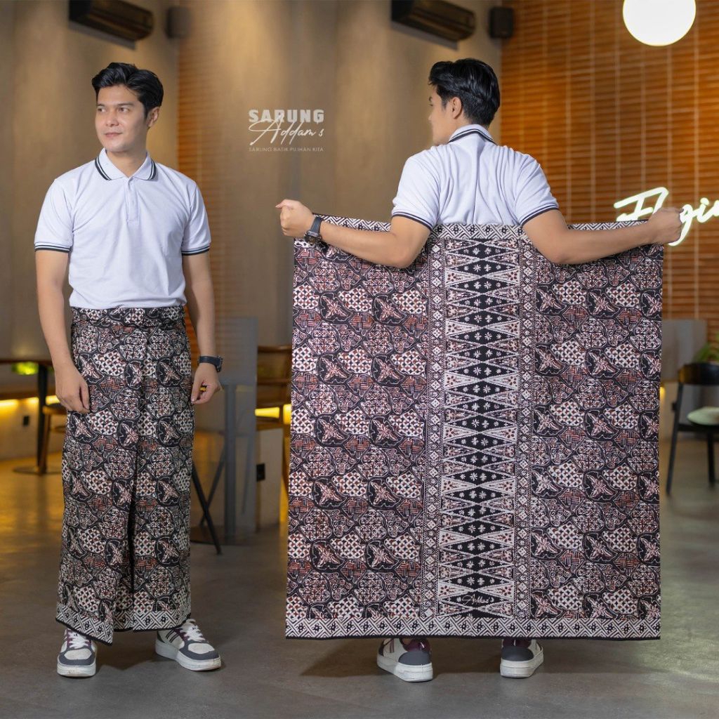Sarung Batik Pekalongan Pria Wanita Dewasa Original Addams Motif Abstrak Warna coklat | Sarung Batik