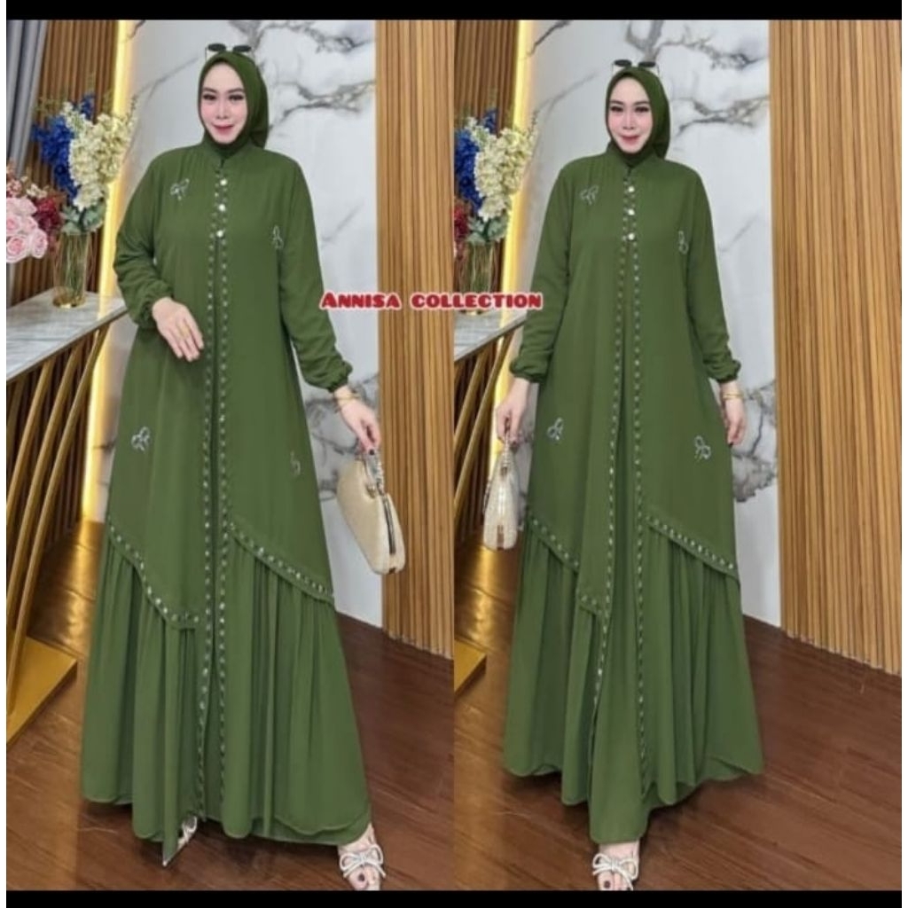 Gamis Ceruty Baby Doll Mix Swaroski Ld 110 Cm Pb 140 Cm
