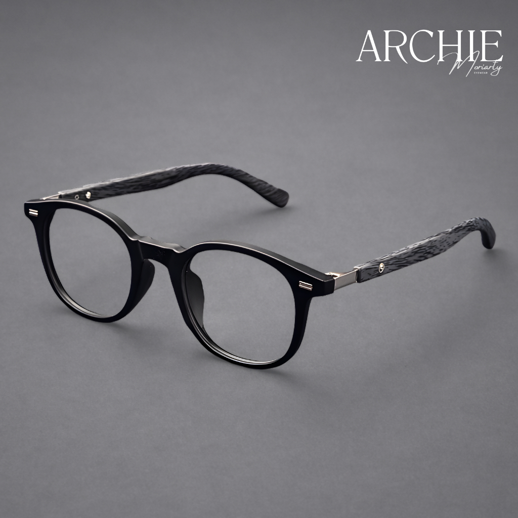 Kacamata Minus Bulat Black doff Muka Kecil Medium Pria Wanita Medan MORIARTY - ARCHIE