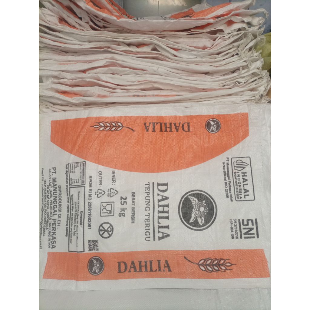 Karung Terigu Dahlia bekas 25kg Se-ikat isi 10lembar