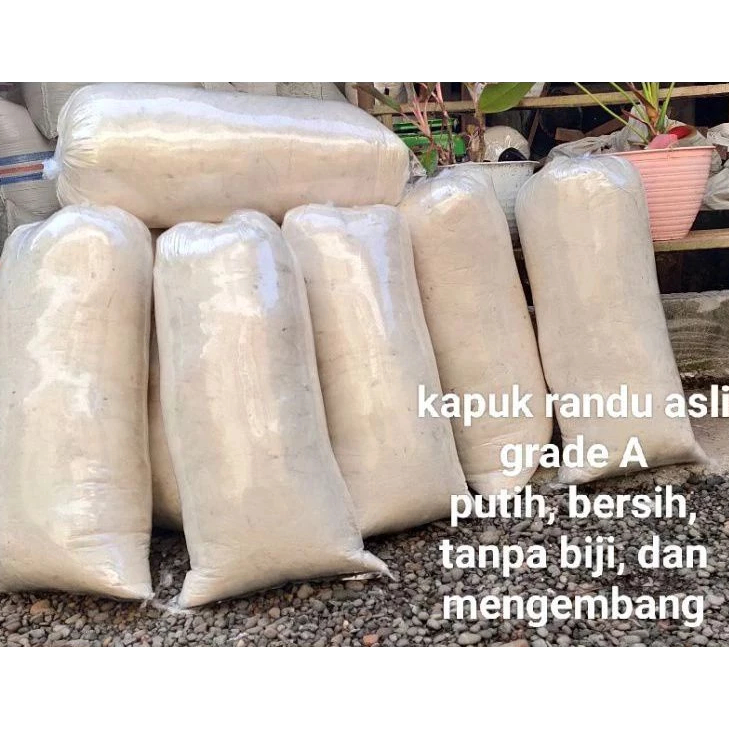 Terlaris- 1 KG Kapuk Randu Asli Kualitas Super Sudah Bersih Tanpa Biji Kapuk kiloan Satu Kg Untuk Is