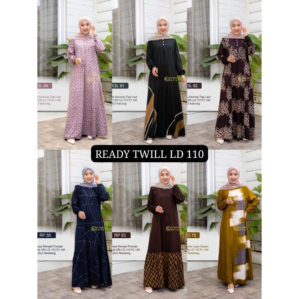NEW DRESS TWILL/KAFTAN/ABAYA ORIGINAL ELZHAF BATIK(catat kode)