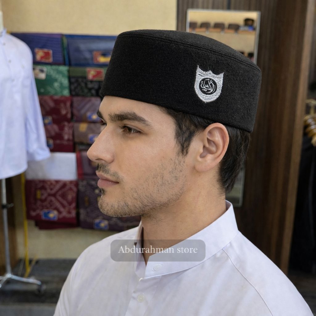 peci Uje logo black kopiah uje logo black