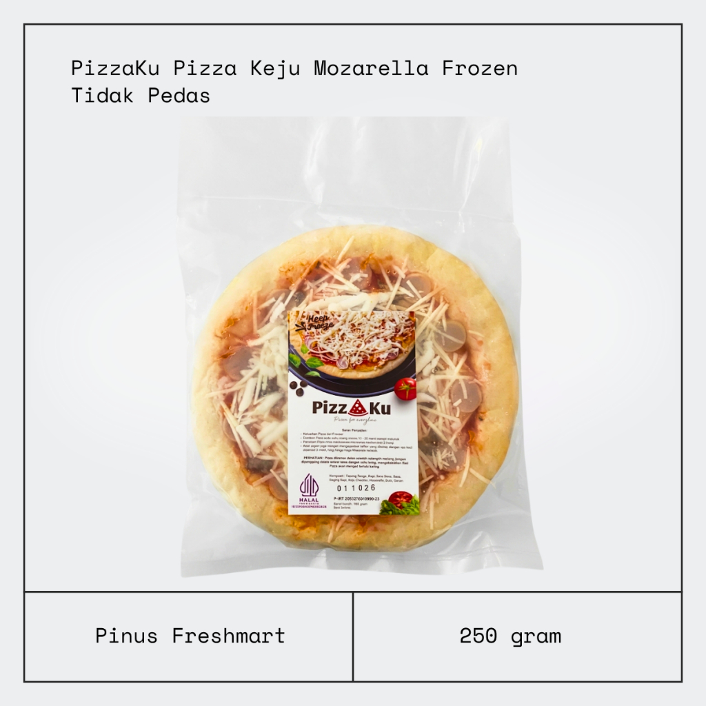 PizzaKu Pizza Keju Mozarella Frozen [Tidak Pedas]