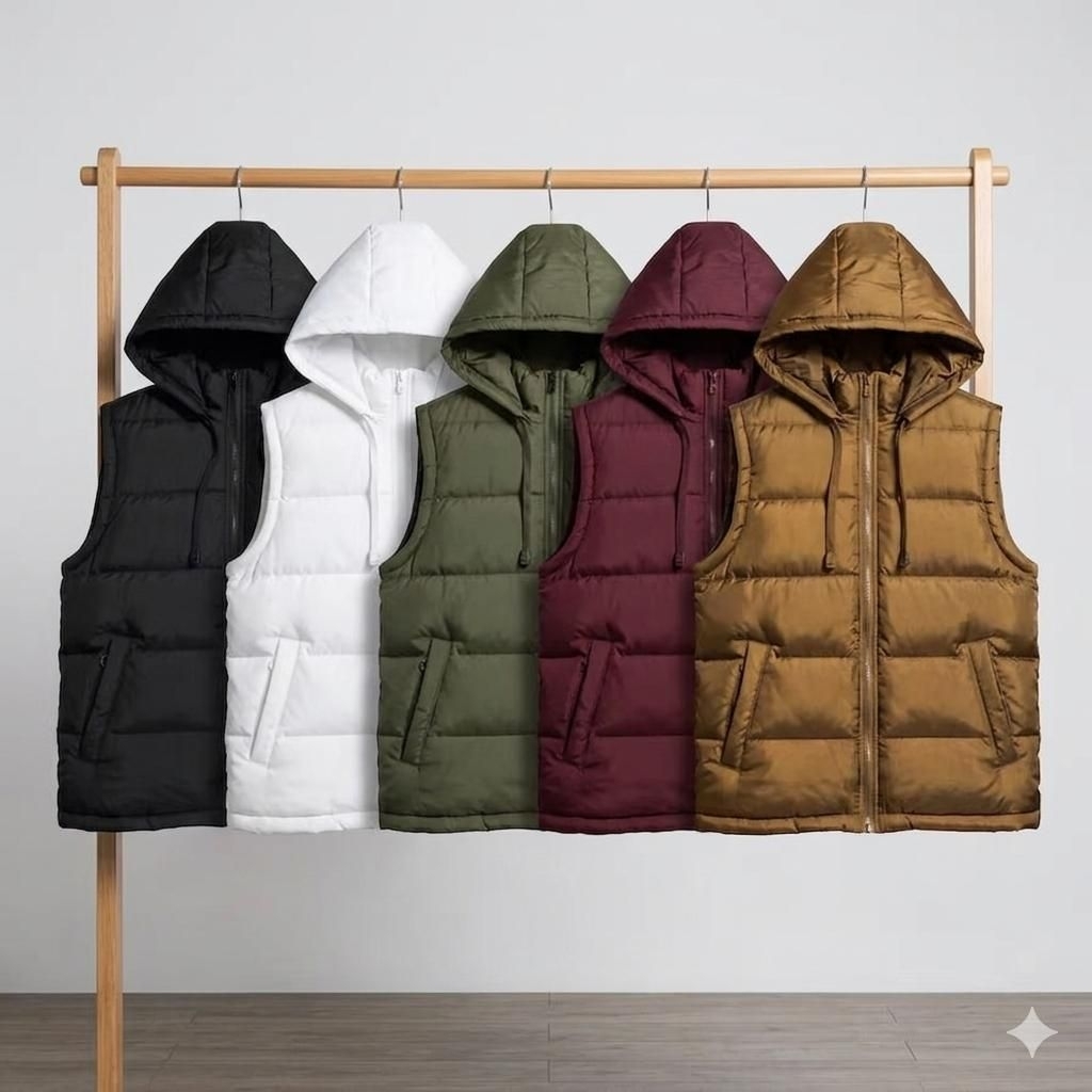 Rompi Puffer Pria Wanita Vest Tebal Hoodie Lepas Pasang Anti Angin Motor Touring Casual Jumbo ( ukur