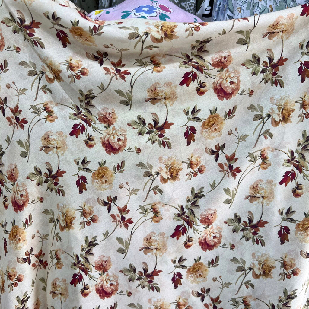 Kain katun Rayon Viscose Premium | Katun Rayon Motif Bunga | Katun Rayon Meteran