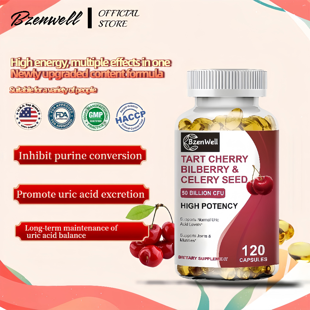 BEWORTHS Kapsul Ekstrak Kersen Asam & Biji Seledri | Untuk Menghilangkan Asam Urat, Penyakit Gout, D