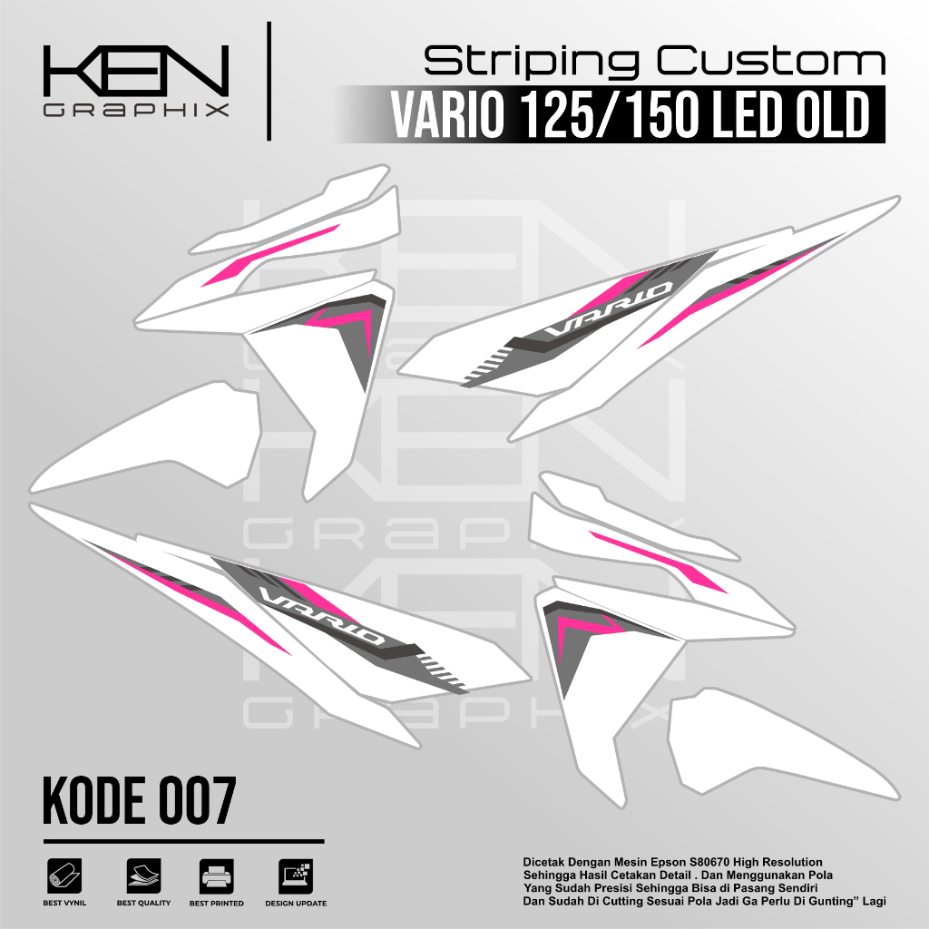 STICKER MOTOR VARIO 125/150 LED OLD/LIST MOTROR VARIO 125 LAMA/ VARIASI VARIO 125/150 KODE 007