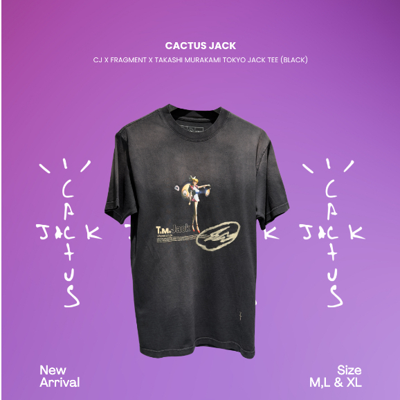 CJ x Fragment x Takashi Murakami Tokyo Jack Tee (Black) (100% Authentic Original Asli)