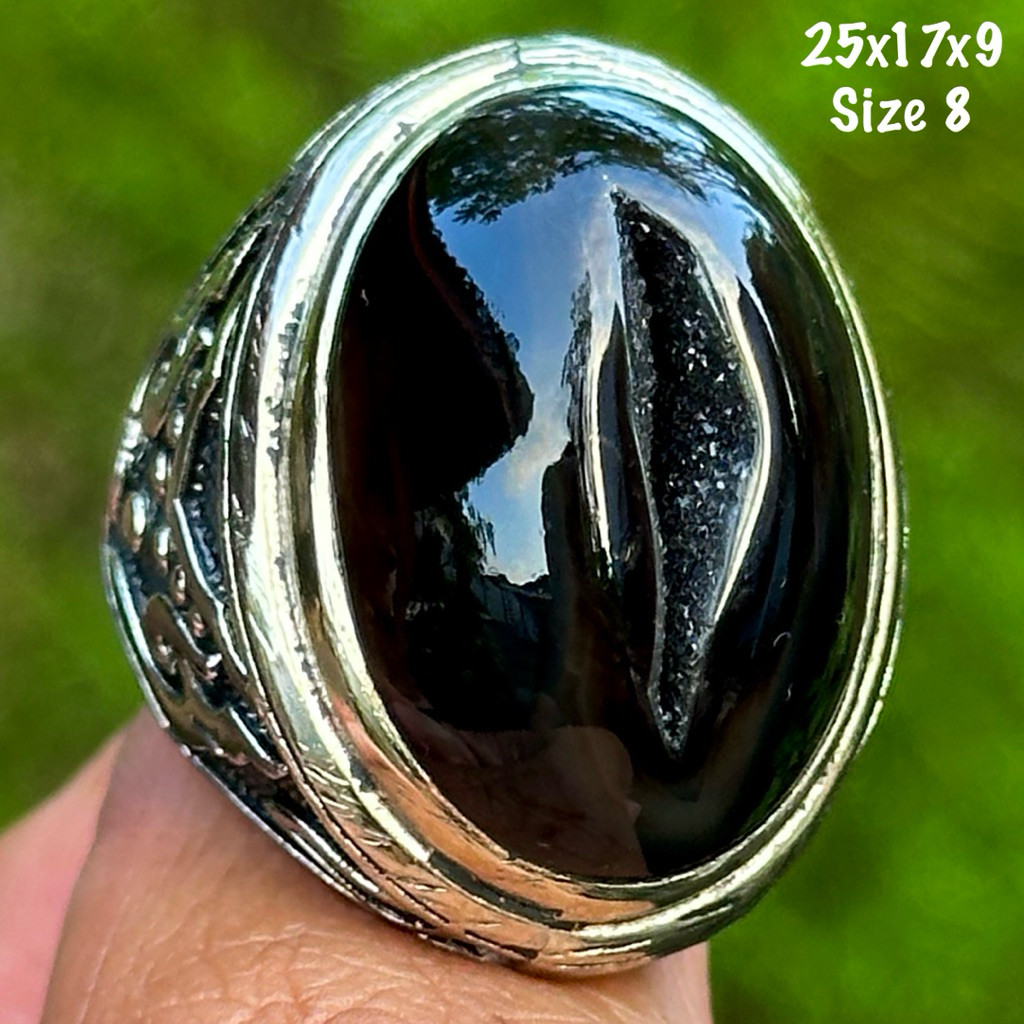 Cincin Batu Akik Natural Yaman Wulung Combong Miss V Kristal (asli alam