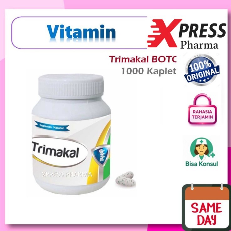 XPRESS  Trimakal KALENG isi 1000 Tablet Kaplet Vitamin Tulang Kalsium 500 mg Suplemen Kalk Trimacal 