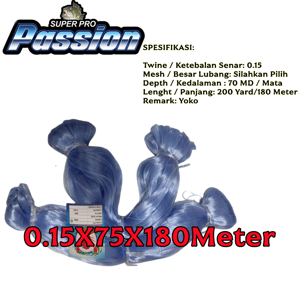 Promo Jaring Ikan Biru Panjang180meter/Jaring Padi senar jaring ikan 015mm 75mdx200yds yoko