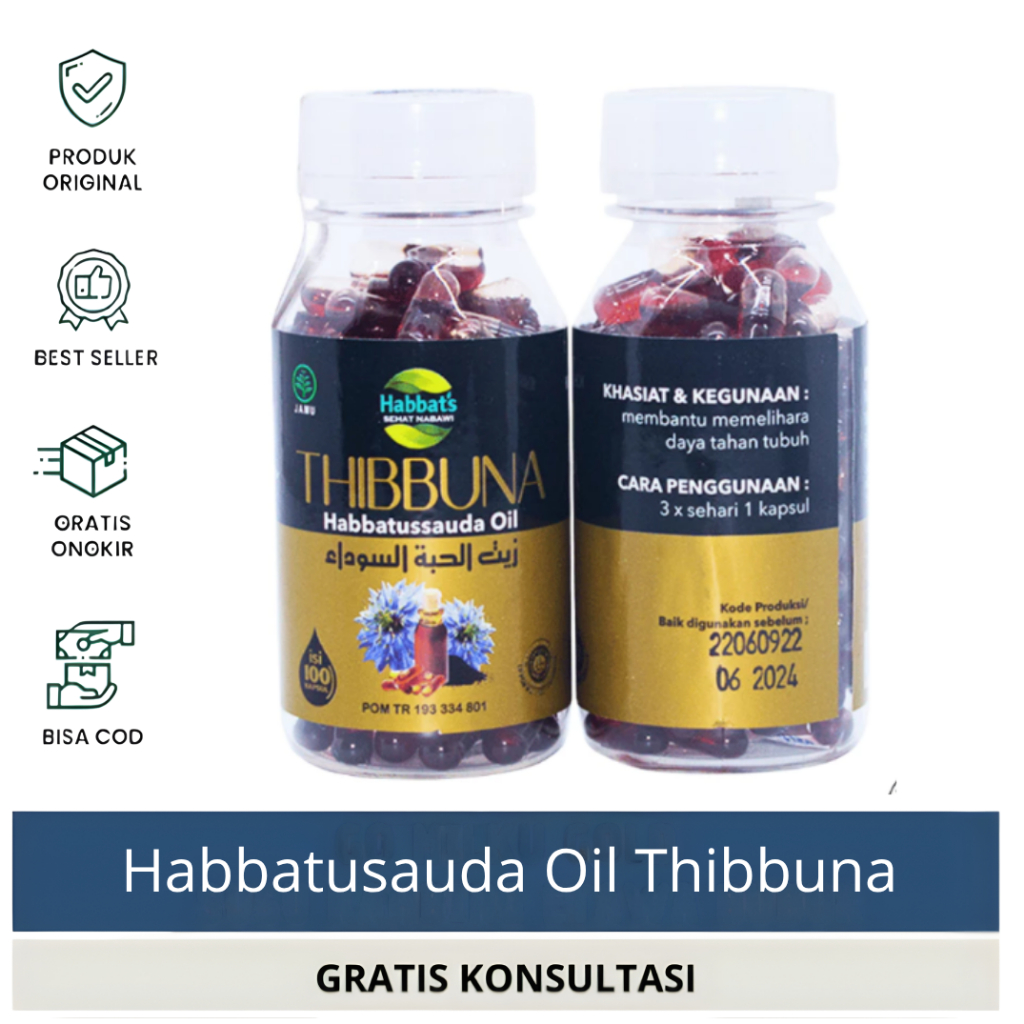 Habbatussauda THIBBUNA Oil  isi 100 Kapsul | Habbatusaudah oil Thibbuna Asli