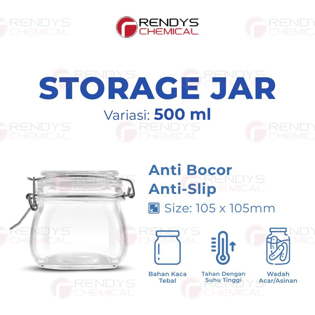 Hermetico Jar 500ml/ Hermetico Jar/ Glass Jar with Clamp Lid/ Hermetico Canister TWO89A
