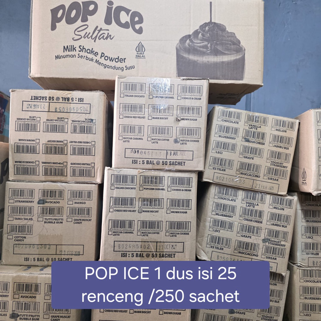POP Ice 1 DUS ALL VARIANT isi 25 Renceng / 250 sachet