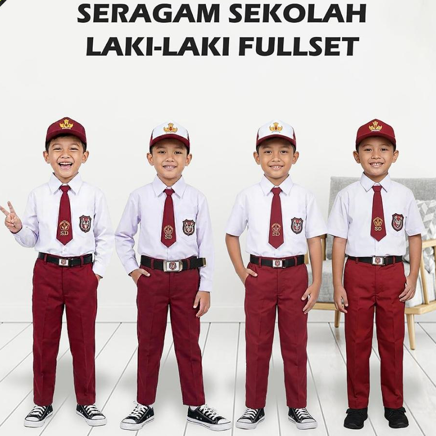 DistronyaKaos Seragam Sekolah Merah Putih Fullset Anak Laki-laki SD Kelas 1-6