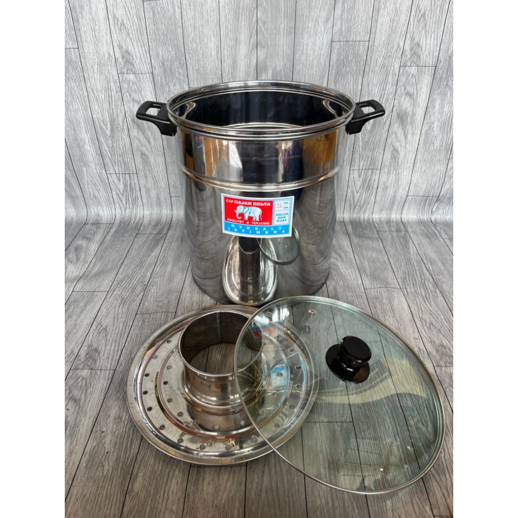 Dandang bakso 26cm stainless tutup kaca