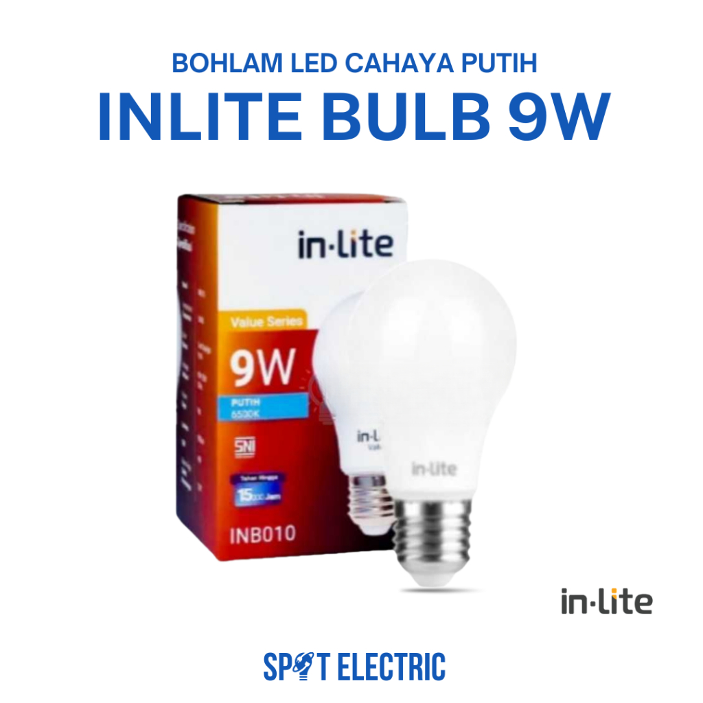 Bohlam LED Inlite 9 Watt Putih | Lampu LED Hemat Energi Terang Stabil | Bulb Inlite 9W Cool Daylight