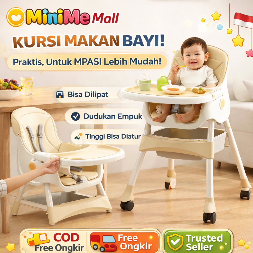 6 in 1 Dapat Dilipat Kursi Makan untuk Baby MULTIFUNGSI Baby Chair Multifungsi 0-3 Tahun Kursi Makan
