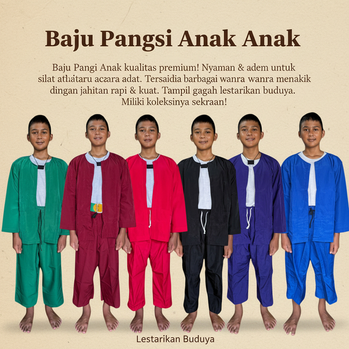 Setelan Pangsi Betawi Anak (Setelan Saja) Pakaian Adat Betawi Untuk Silat/Kartinian/Agustusan