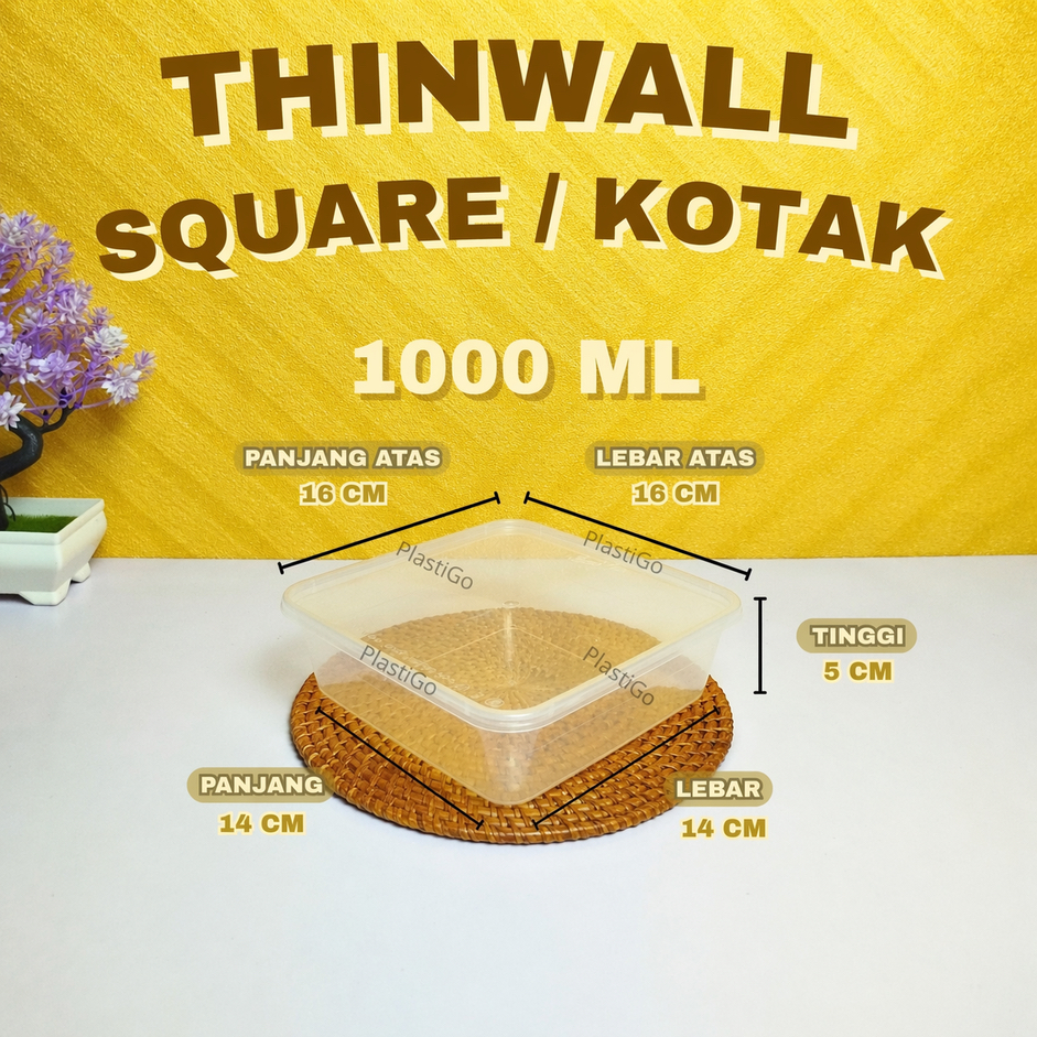 [Isi 25] Thinwall Square - Thinwall Kotak Besar / Thinwall Persegi 1000ml