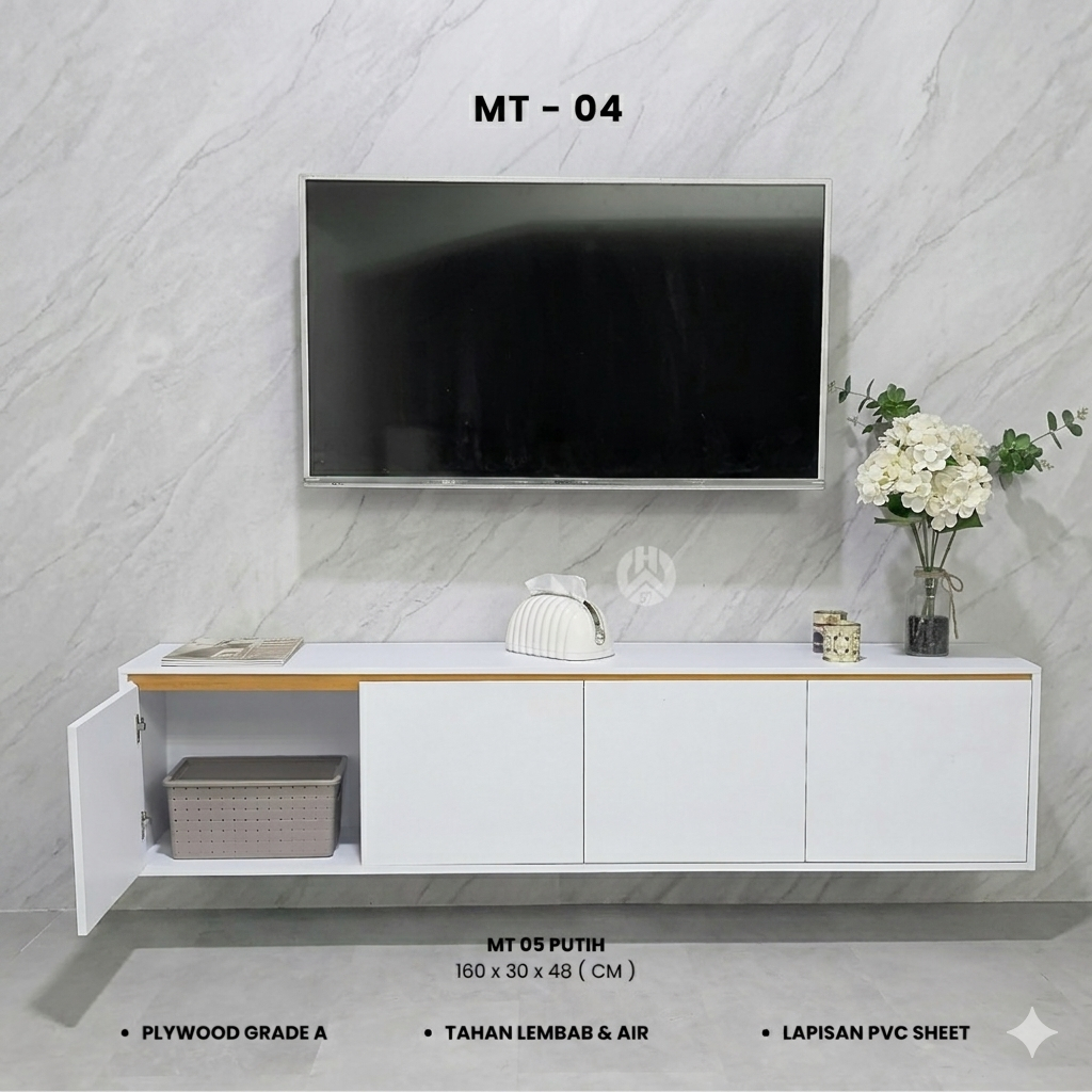 Meja Tv Minimalis Modern Rak Kayu Rak Tv Gantung Duduk Overlay Serbaguan