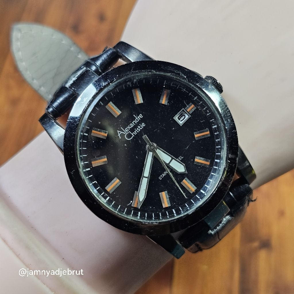 Jam Alexandre Christie 8180MD Date Black Bekas
