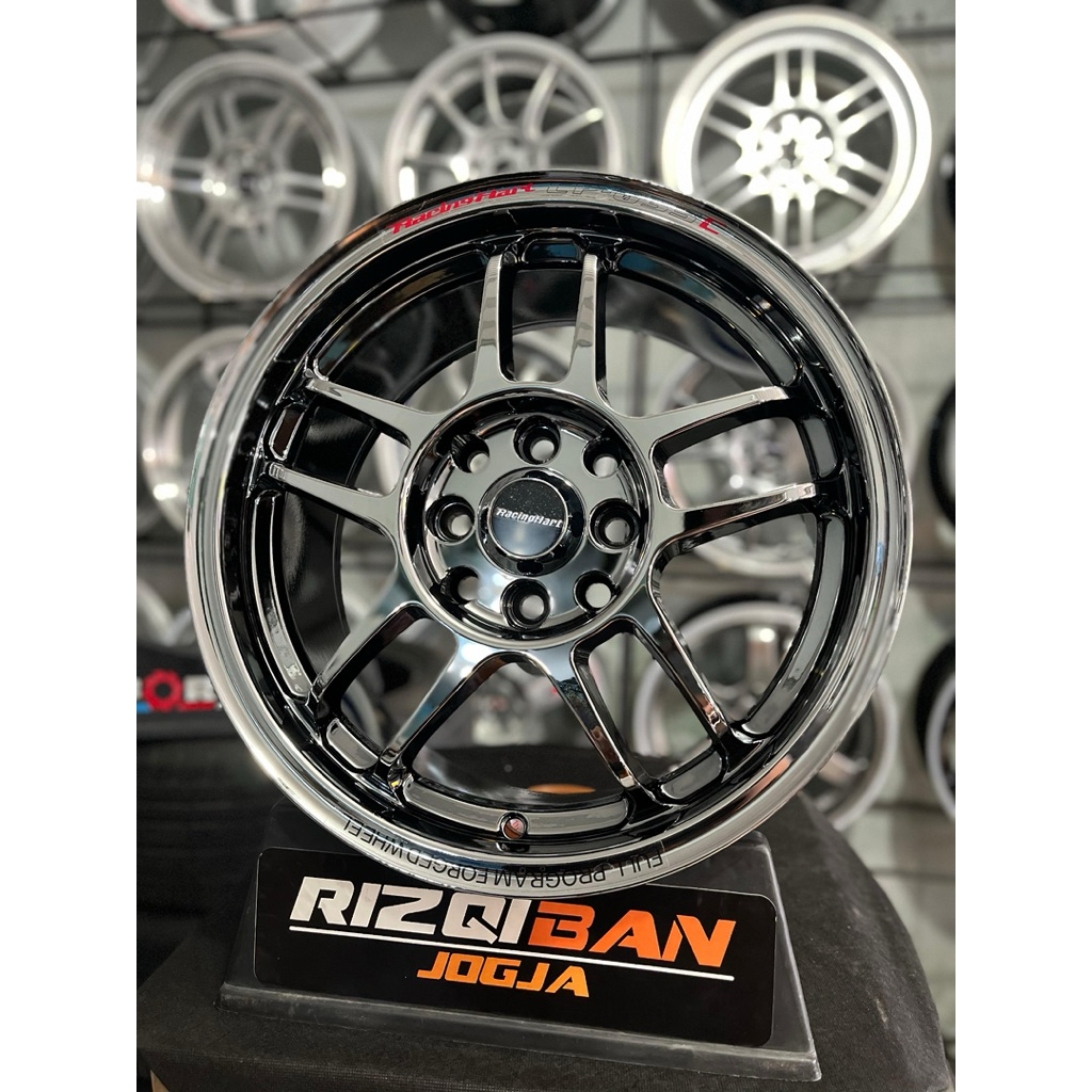 velg racinghart cp035 r15 black chrome lebar 7 et42 kondisi baru