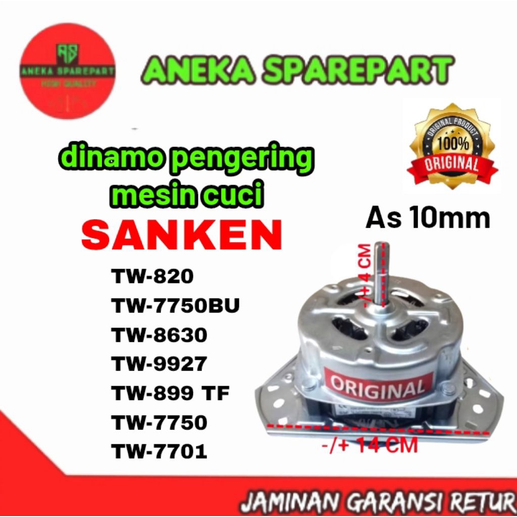 dinamo pengering mesin cuci SANKEN TW-820TW-7750BUTW-8630TW-9927TW-899 TFTW-7750TW-7701 as 10MM temb