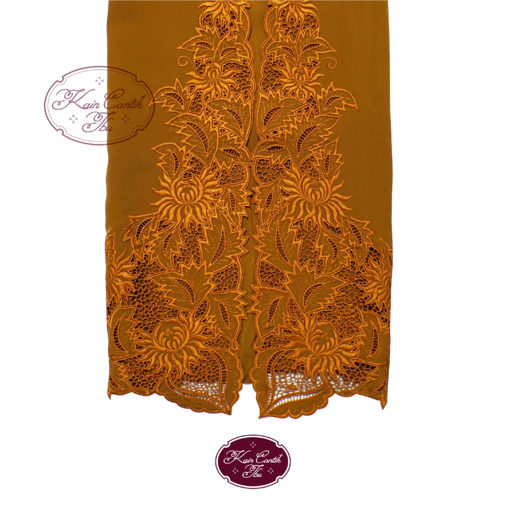 Kain Kebaya Bordir Kerancang (Manual) – Warna Mustard