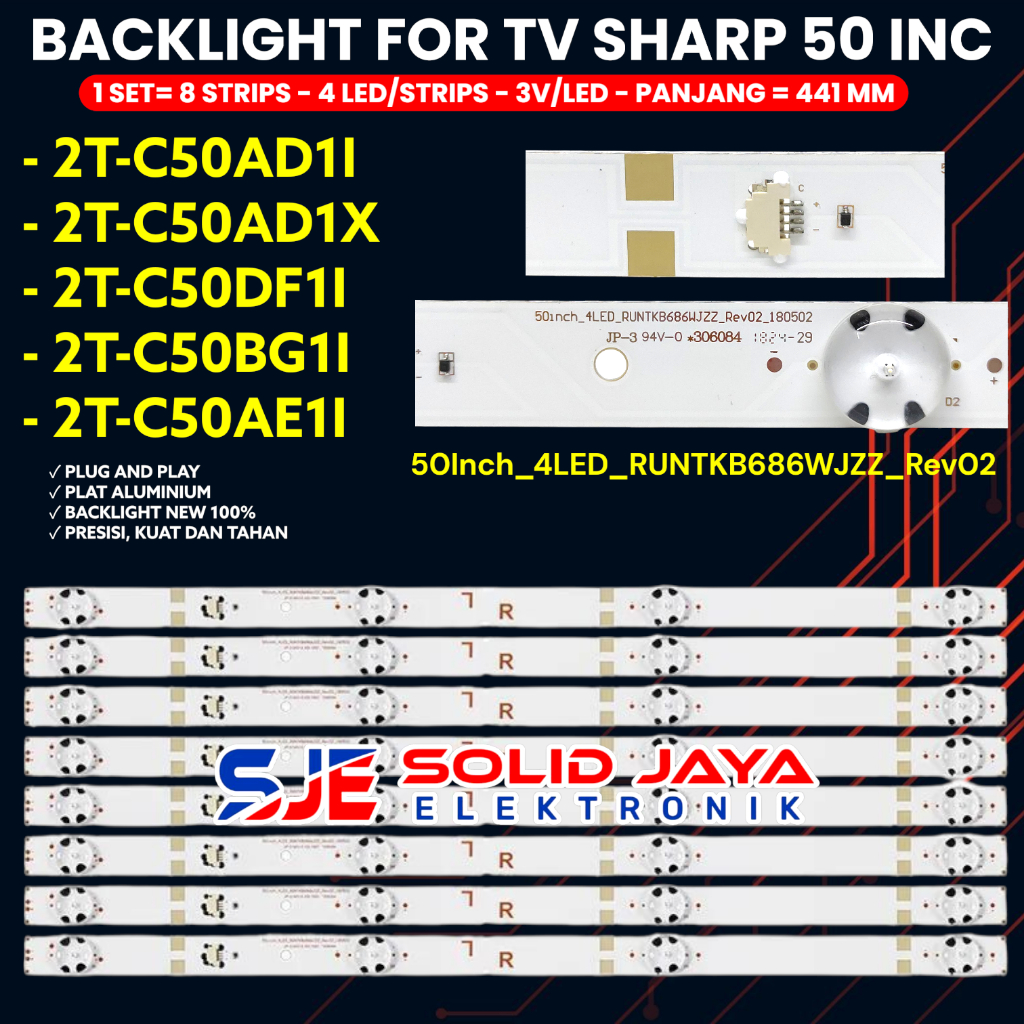BACKLIGHT TV SHARP 50 INCH 2T-C50AD1I 2T-C50AD1X 2T-C50BG1I 2T-C50AE1I 50inch_4LED_RUNTKB686WJZZ_rev