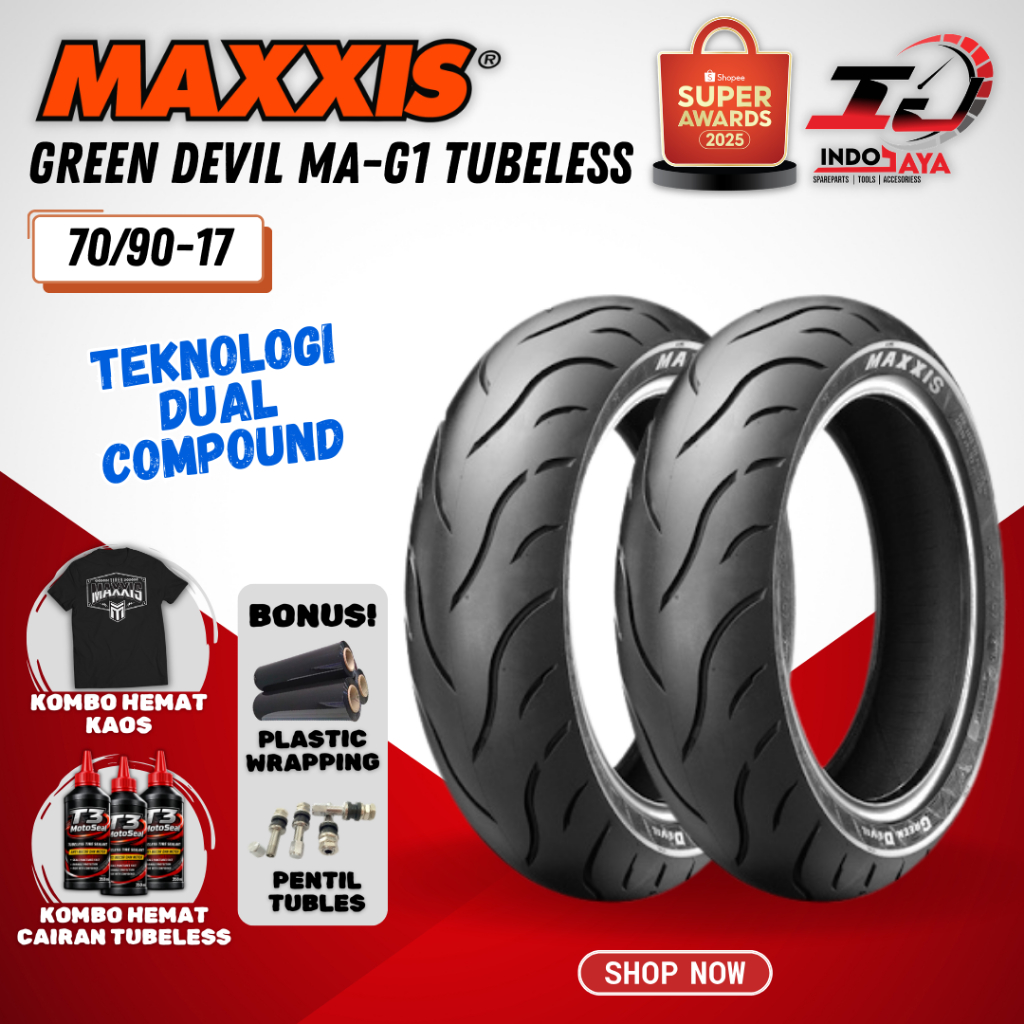 MAXXIS GREEN DEVIL 70 - 90 - 17  / BAN MAXXIS 70/90-17 / 70-90-17 TUBELESS / BAN LUAR BAN MOTOR BEBE