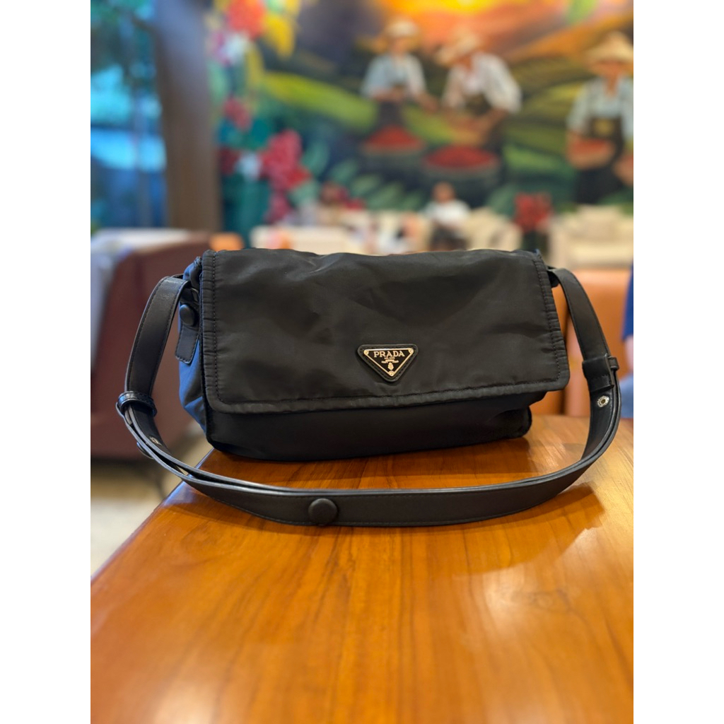 Prad* Nylon Padded Messenger Bag