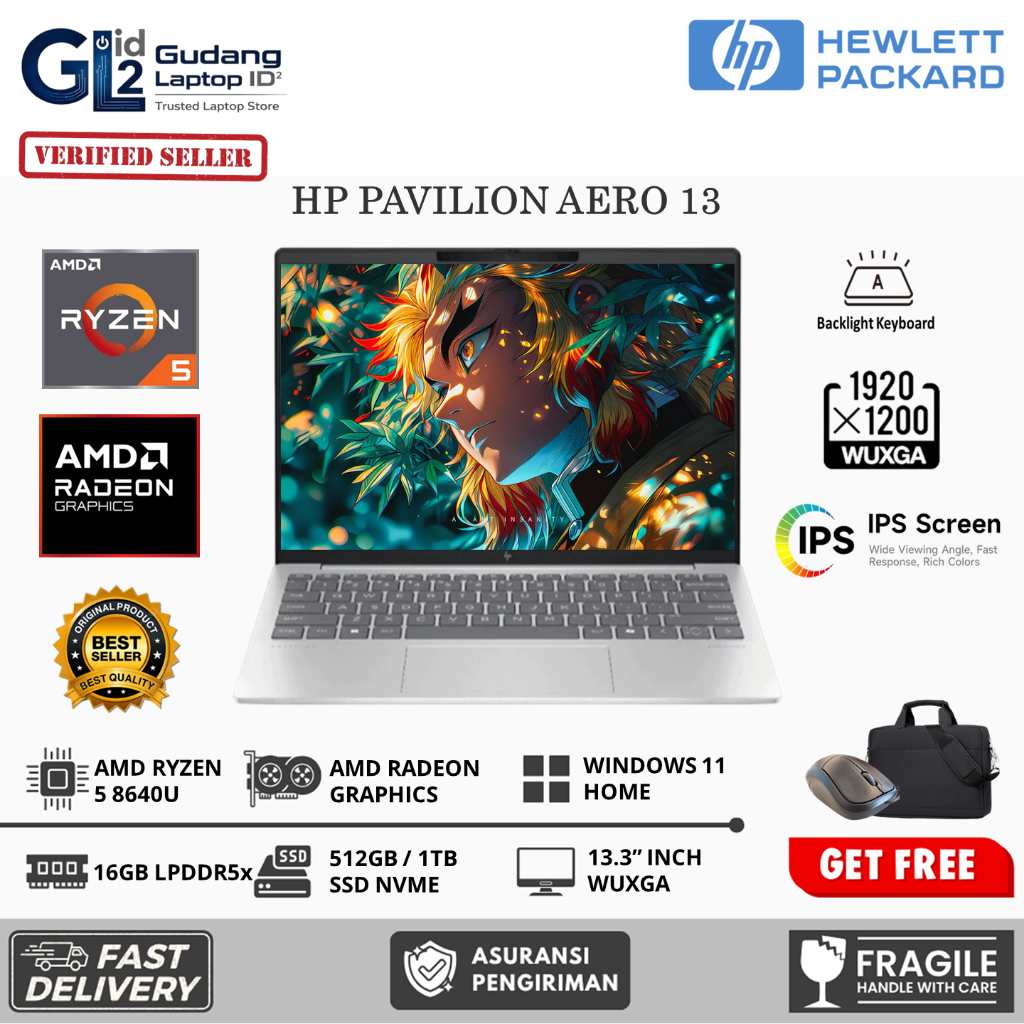 Laptop HP Pavilion Aero 13 Ryzen 5 8640U 1TB SSD 16GB WUXGA IPS Windows 11Silver