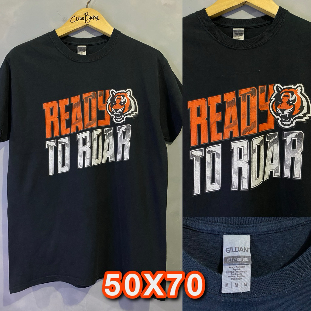 Kaos Cincinnati Bengals "Ready To Roar" Black Original Gildan Heavy Cotton Second