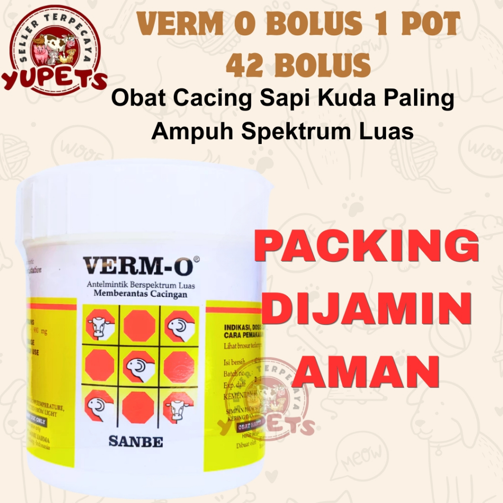 VERM O BOLUS 42 BOLUS (1 TOPLES) - Obat Cacing Sapi Kuda Paling Ampuh Spektrum Luas SANBE