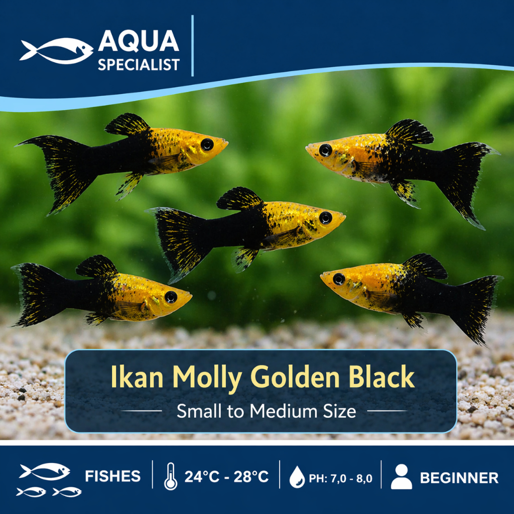 Jual Ikan Hias Air Tawar Molly Golden Black Ikan Molly Golden Black Dewasa